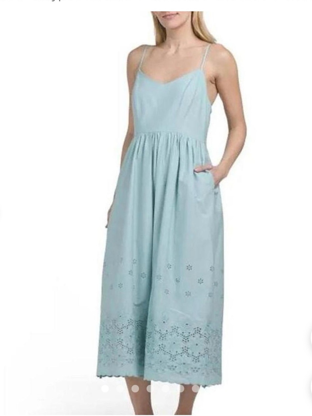 Calypso St. Barth Pale Blue Spaghetti Strap Eyelet Midi Dress